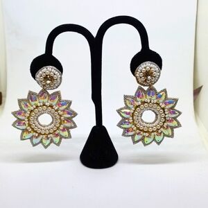 Handcrafted Seed Beeded Floral Design Earrings